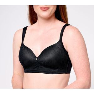 Breezies Women's Bra Sz 36DDD Lace Contour Wirefree TShirt Black A292376